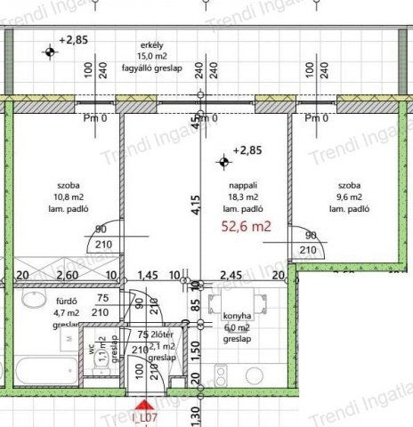 Eladó téglalakás, Győrött 53.489 M Ft, 3 szobás