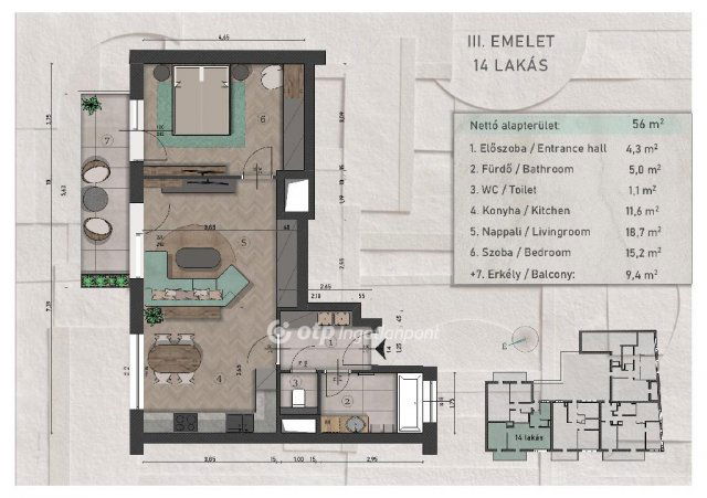 Eladó téglalakás, Budapesten, XIII. kerületben 84.77 M Ft
