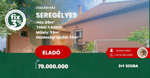 Eladó családi ház, Seregélyesen 79 M Ft, 2+1 szobás