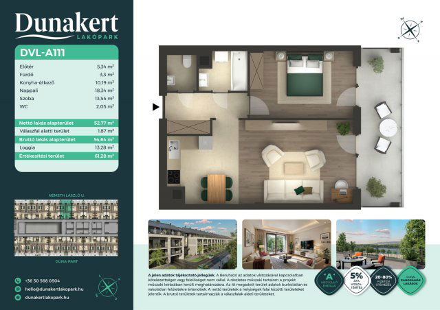 Eladó téglalakás, Vácon, Németh László utcában 69.49 M Ft