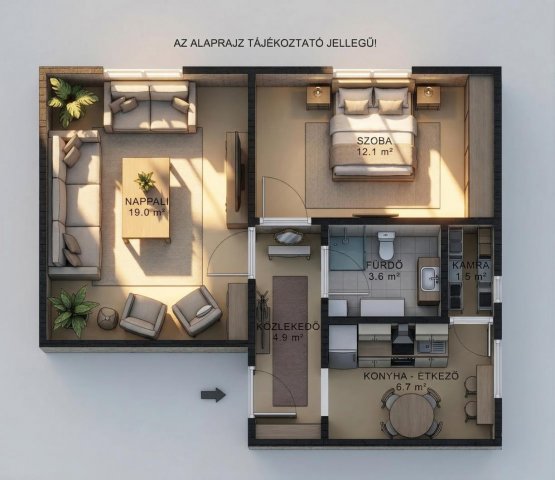 Eladó téglalakás, Tatabányán 46.9 M Ft, 2 szobás