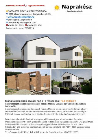 Eladó családi ház, Máriakálnokon 74.9 M Ft, 3+1 szobás