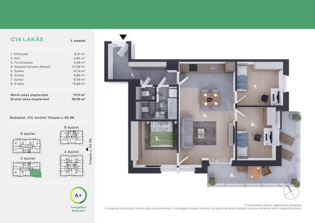 Eladó téglalakás, Budapesten, XIV. kerületben 118.5 M Ft