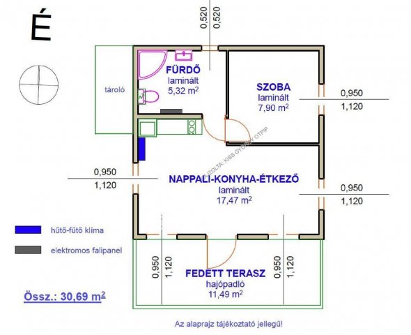 Eladó családi ház, Tiszaszőlősön 27 M Ft, 1 szobás