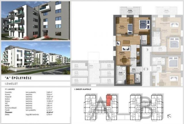 Eladó téglalakás, Szombathelyen 62.9 M Ft, 3 szobás