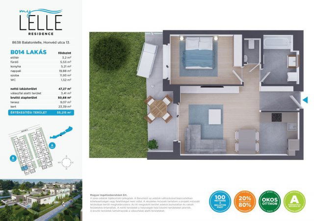 Eladó téglalakás, Balatonlelleén 75.99 M Ft, 2 szobás
