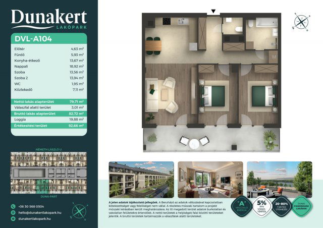 Eladó téglalakás, Vácon, Németh László utcában 95.49 M Ft