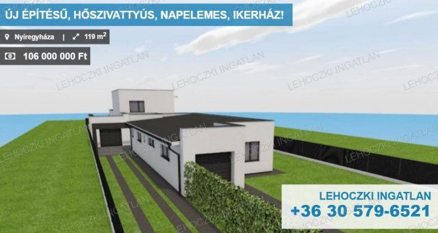 Eladó ikerház, Nyíregyházán 106 M Ft, 4 szobás