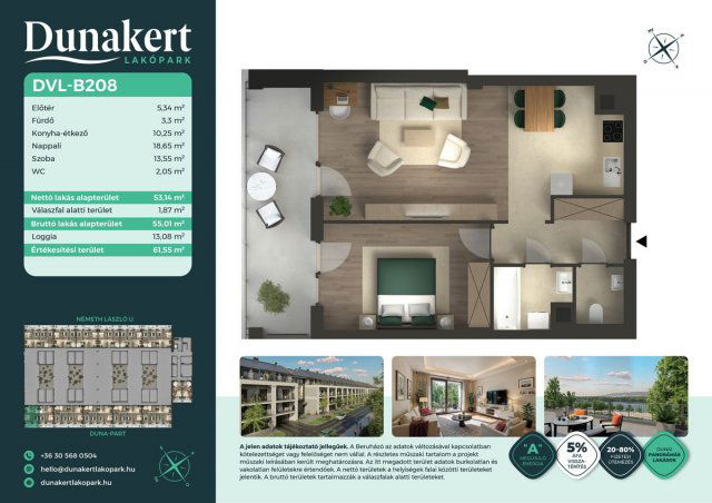 Eladó téglalakás, Vácon, Németh László utcában 77.99 M Ft