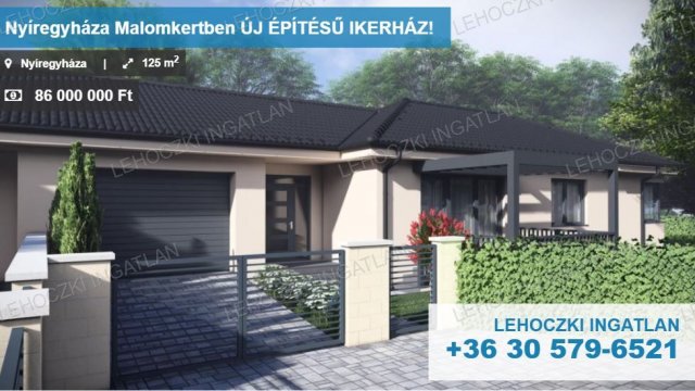 Eladó ikerház, Nyíregyházán 86 M Ft, 4 szobás