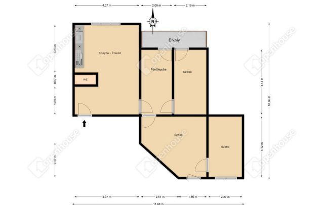 Eladó panellakás, Debrecenben 68.5 M Ft, 3 szobás