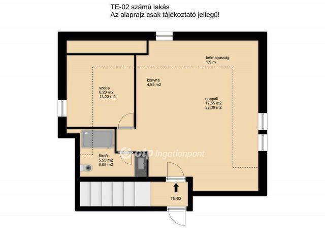 Eladó téglalakás, Nemesvámoson 65 M Ft, 2 szobás