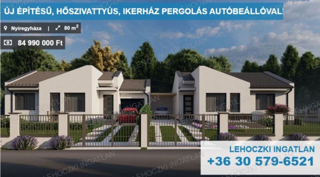 Eladó ikerház, Nyíregyházán 84.99 M Ft, 4 szobás