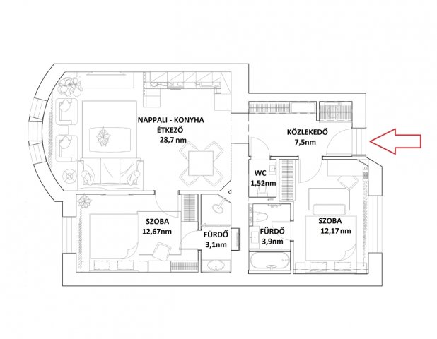 Eladó téglalakás, Budapesten, VII. kerületben 159 M Ft, 3 szobás