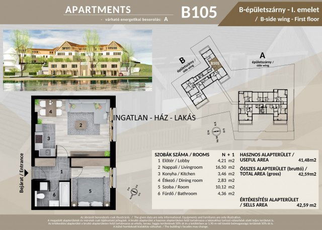 Eladó téglalakás, Veresegyházon 60.9 M Ft, 2 szobás