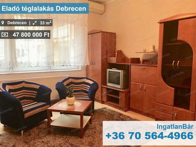 Eladó téglalakás, Debrecenben 47.8 M Ft, 1 szobás