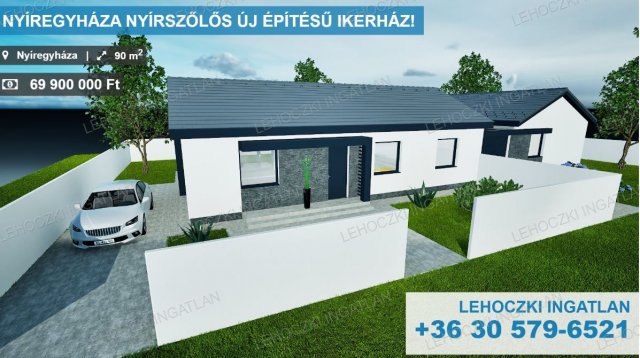 Eladó ikerház, Nyíregyházán 69.9 M Ft, 4 szobás