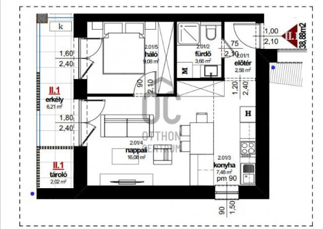 Eladó téglalakás, Kőszegszerdahelyen 44.9 M Ft, 2 szobás