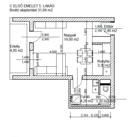 Eladó téglalakás, Bicskén, Csákvári úton 45 M Ft, 1 szobás