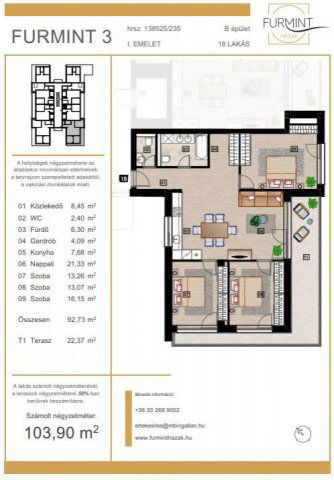 Eladó téglalakás, Budapesten, XVII. kerületben 124.68 M Ft