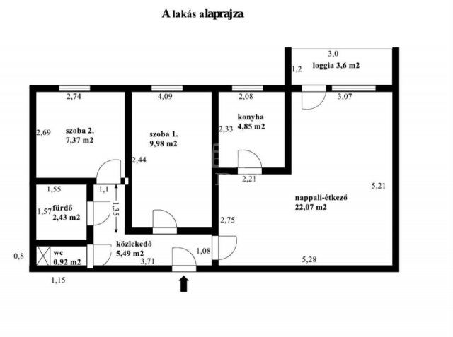 Eladó panellakás, Veszprémben 55.9 M Ft, 1+2 szobás