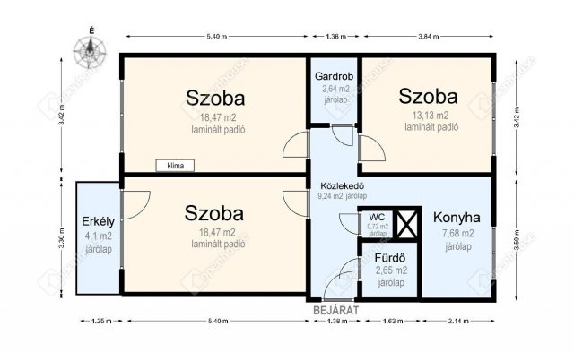 Eladó panellakás, Miskolcon 44.9 M Ft, 3 szobás