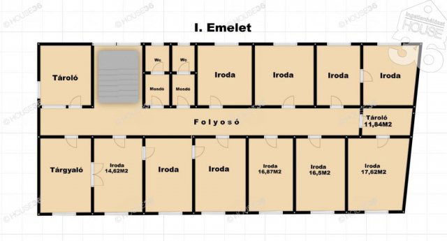 Eladó iroda, Kecskeméten 305 M Ft, 30 szobás