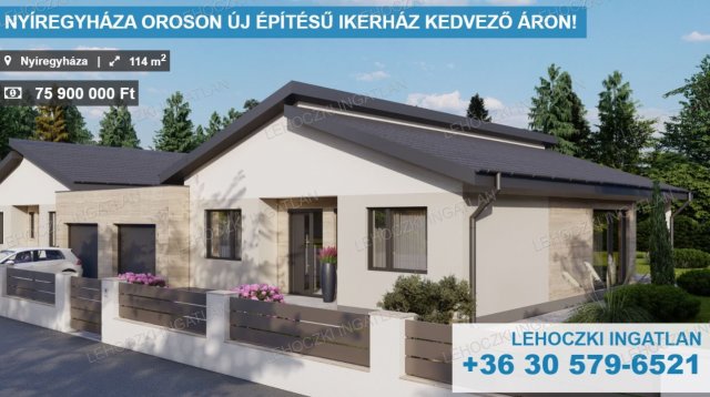 Eladó ikerház, Nyíregyházán 75.9 M Ft, 4 szobás