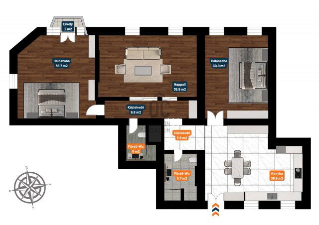 Eladó téglalakás, Budapesten, V. kerületben 469 M Ft, 3 szobás