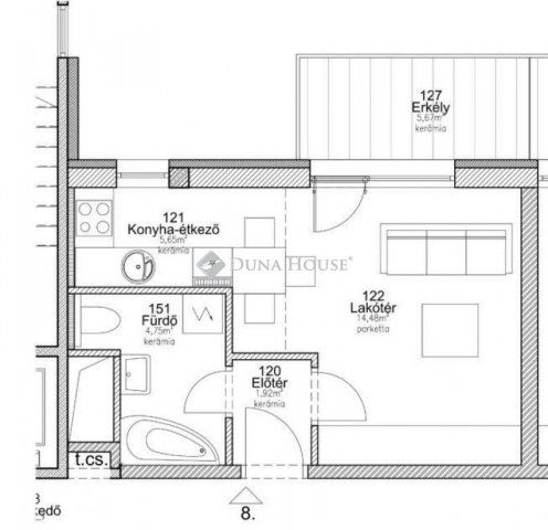 Eladó téglalakás, Budapesten, VIII. kerületben 49 M Ft, 1 szobás