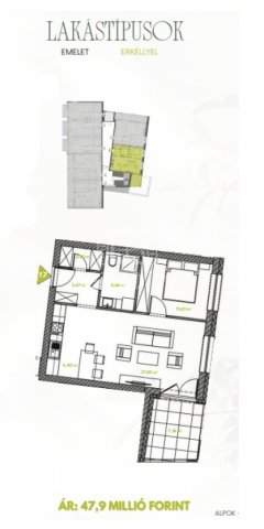 Eladó téglalakás, Kőszegszerdahelyen 47.9 M Ft, 1+1 szobás
