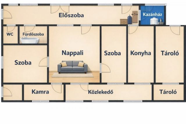 Eladó családi ház, Hosszúpályin 47.9 M Ft, 3 szobás