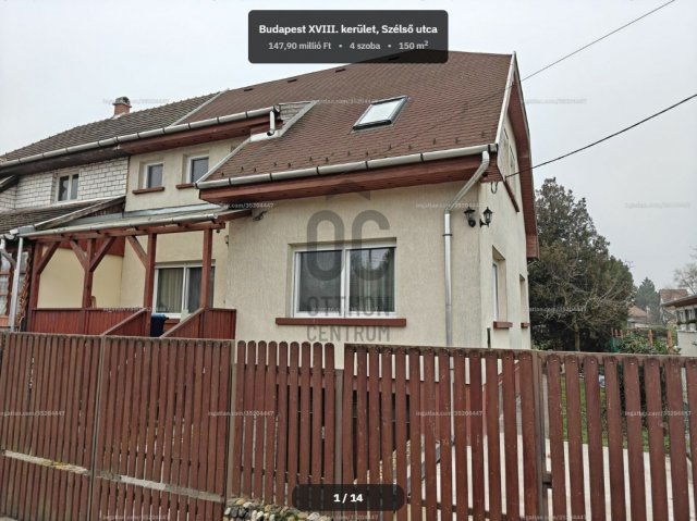 Eladó családi ház, Budapesten, XVIII. kerületben 149 M Ft