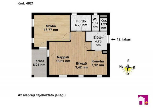 Eladó téglalakás, Érden 61.5 M Ft, 2 szobás