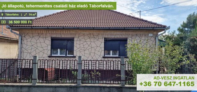 Eladó családi ház, Táborfalván 36.5 M Ft, 2+1 szobás