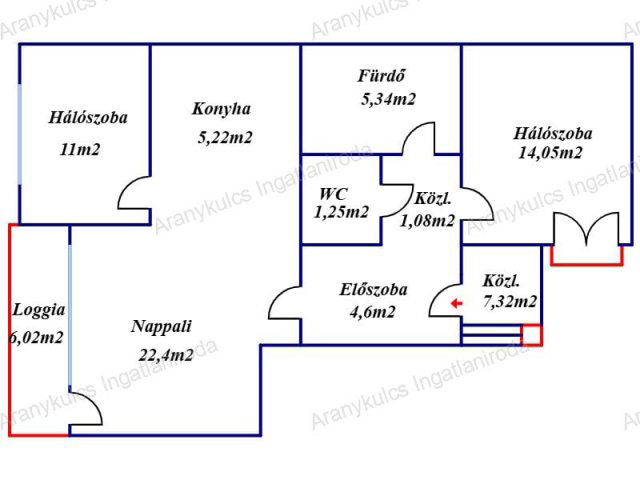 Eladó téglalakás, Békéscsabán 62.99 M Ft, 2 szobás