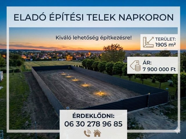 Eladó telek, Napkoron 7.9 M Ft / költözzbe.hu