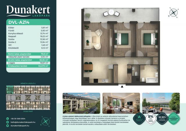 Eladó téglalakás, Vácon, Németh László utcában 86.49 M Ft