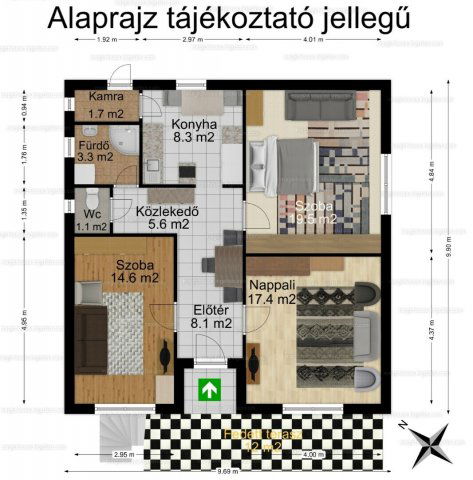 Eladó téglalakás, Érden 44.9 M Ft, 3 szobás