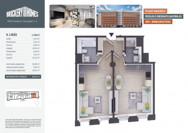 Eladó téglalakás, VIII. kerületben, Szeszgyár utcában