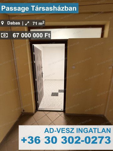 Eladó téglalakás, Dabason 67 M Ft, 2 szobás