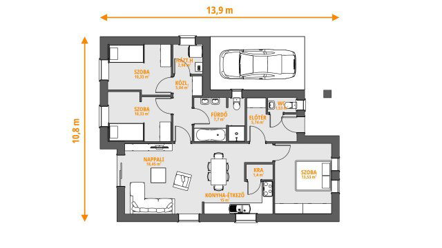 Eladó családi ház, Kecskeméten, Ág utcában 62.9 M Ft, 3 szobás