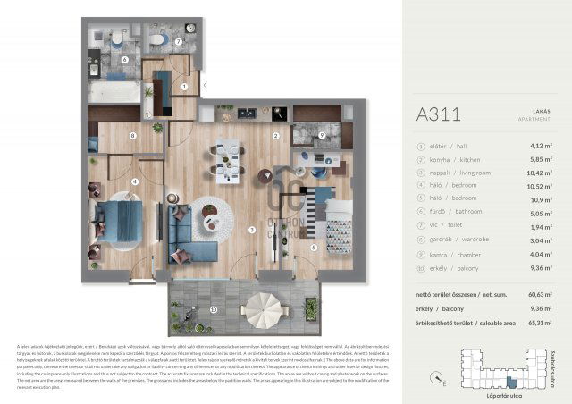Eladó téglalakás, Budapesten, XIII. kerületben 108.99 M Ft