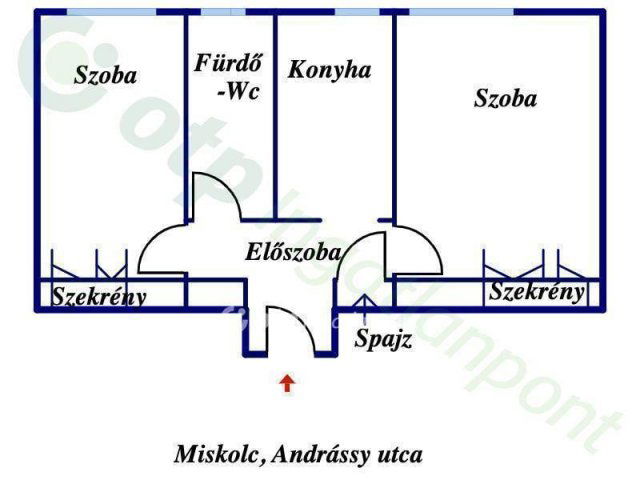 Eladó téglalakás, Miskolcon 36 M Ft, 2 szobás