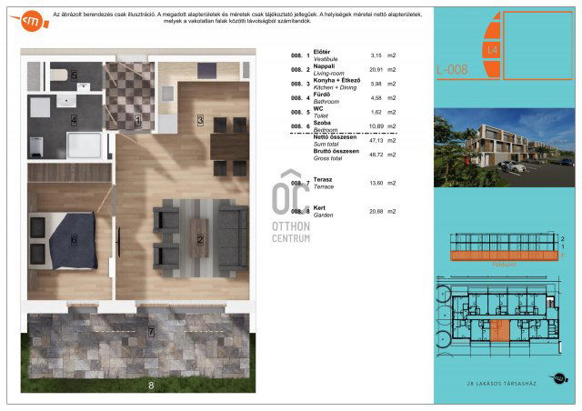 Eladó téglalakás, Balatonlelleén 63.99 M Ft, 2 szobás