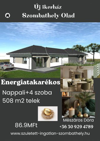 Eladó ikerház, Szombathelyen 86.9 M Ft, 1+4 szobás
