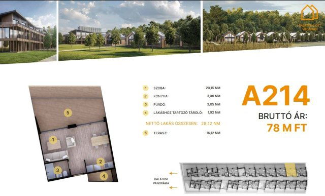 Eladó téglalakás, Balatonföldváron 78 M Ft, 1 szobás