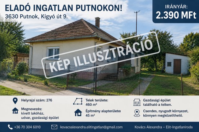 Eladó családi ház, Putnokon 2.39 M Ft, 1 szobás