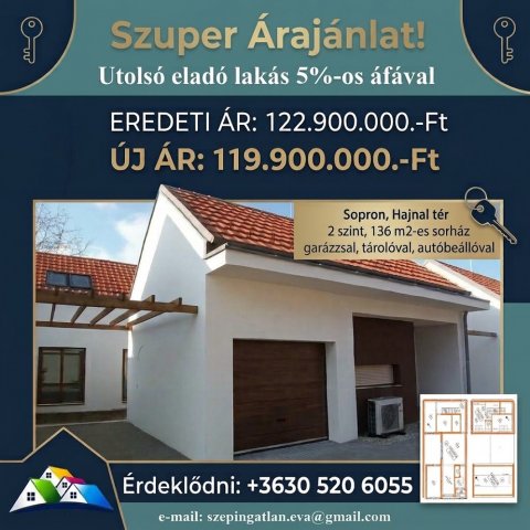 Eladó téglalakás, Sopronban 119.9 M Ft, 5 szobás