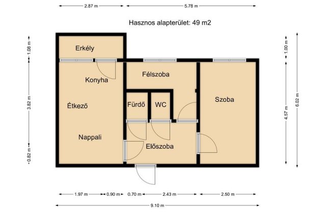Eladó panellakás, Komáromban 48.9 M Ft, 2+1 szobás
